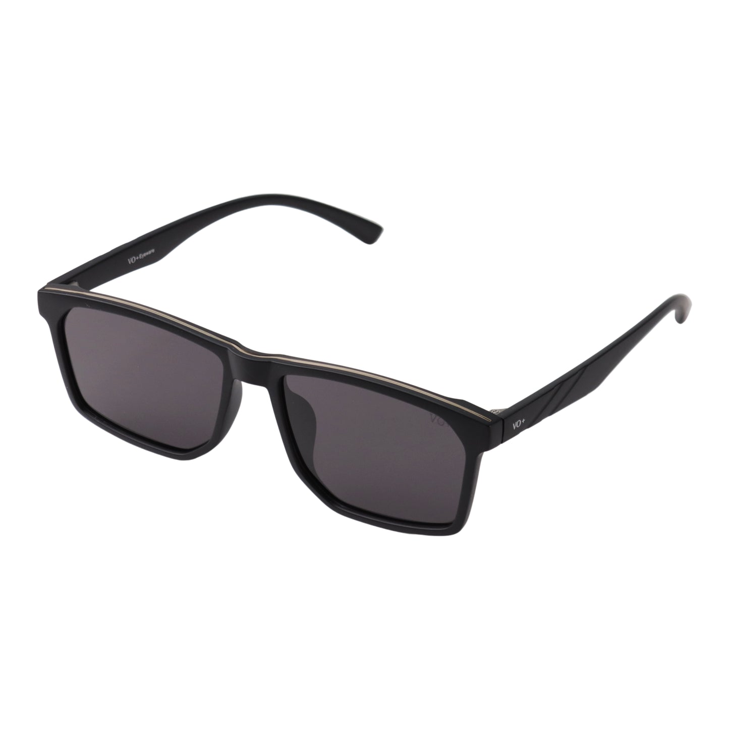 VO Rectangle Matte Black Unisex Polarized Sunglasses