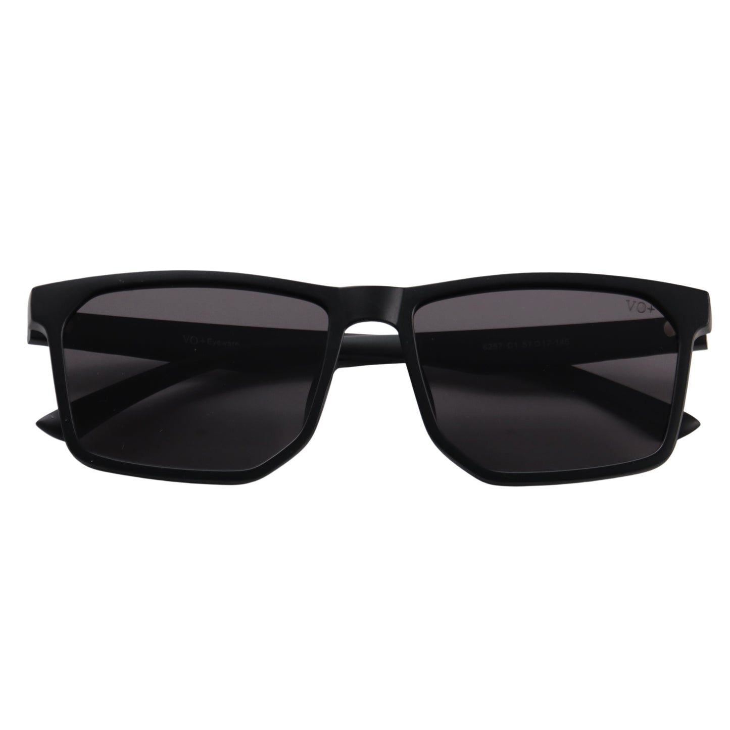 VO Rectangle Matte Black Unisex Polarized Sunglasses