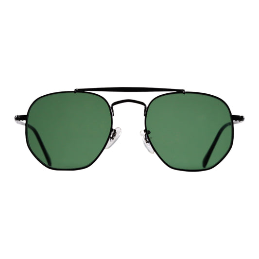 VO Hexagon Green Metal Polarized Unisex Sunglasses