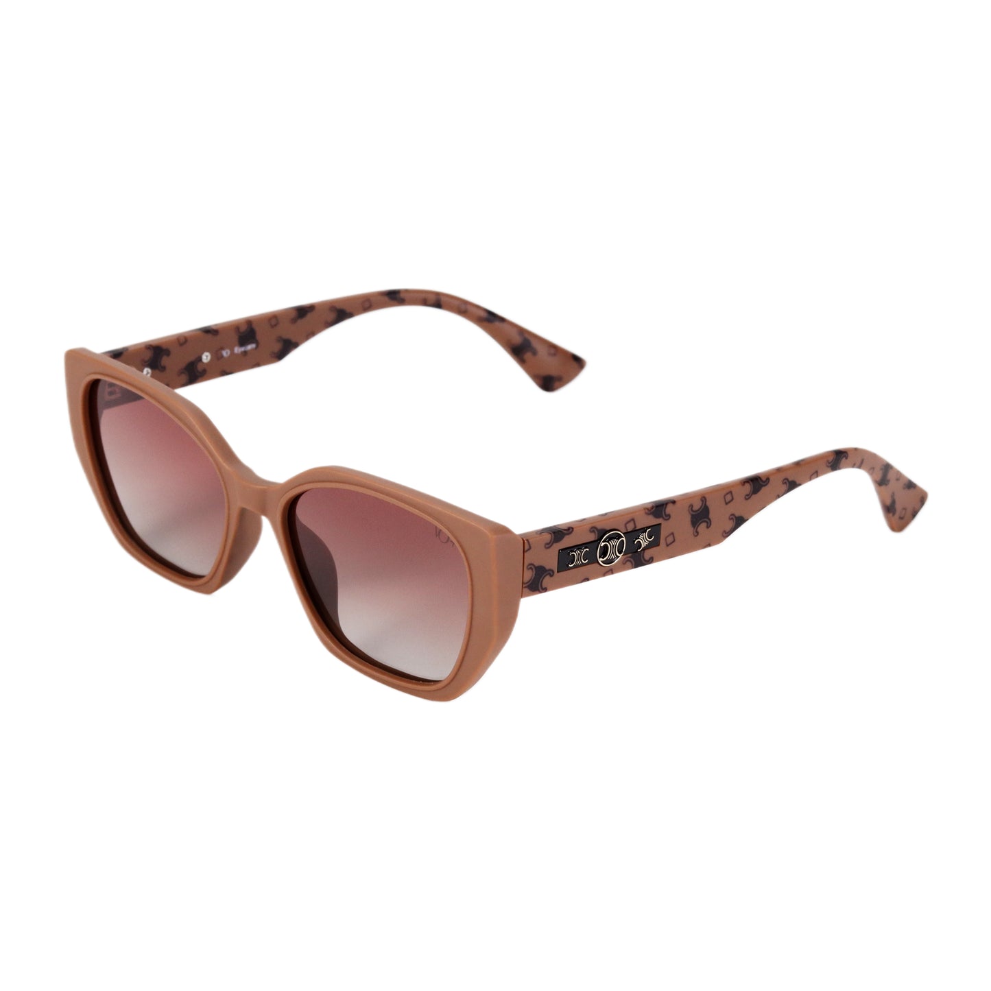 VO Hexagon Brown Gradient Patterned Sunglasses