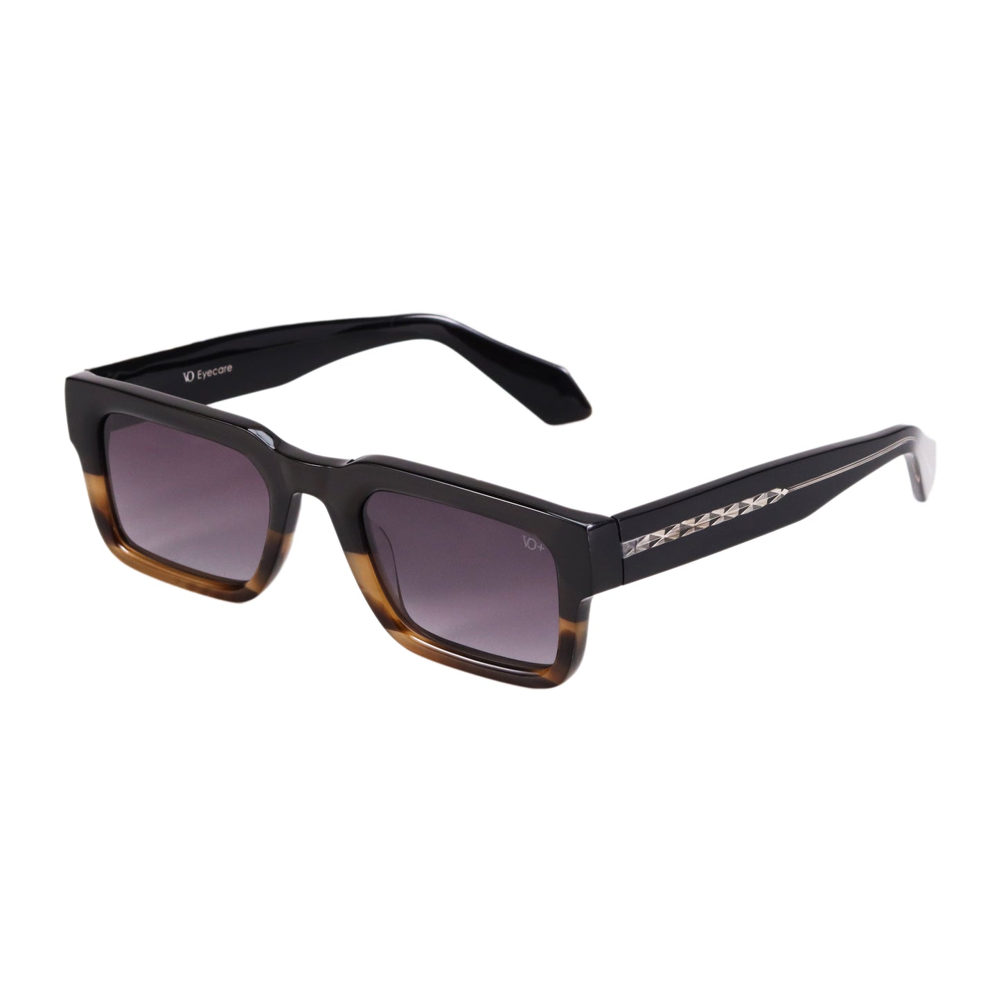 VO Rectangle Retro Black Full Rim Polarized Sunglasses