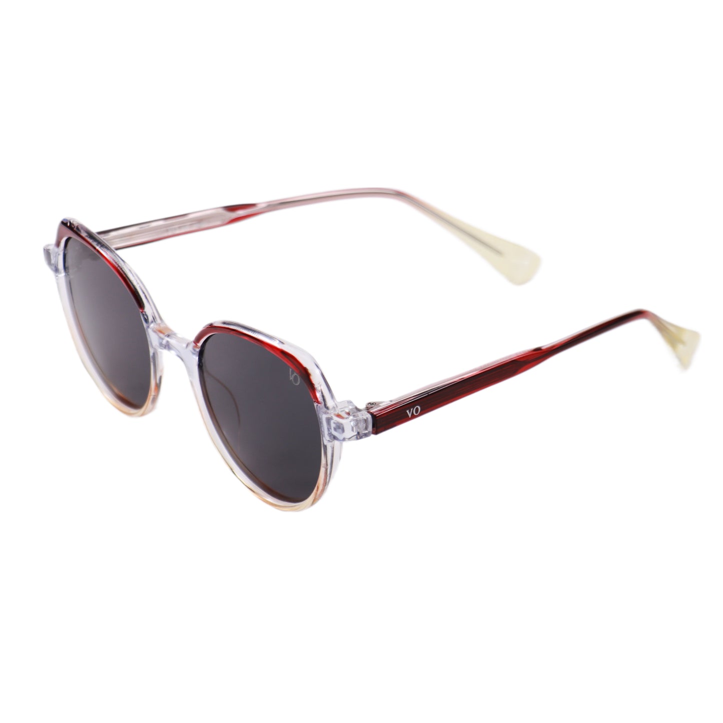 VO Round Maroon Acetate UV Protected Sunglasses