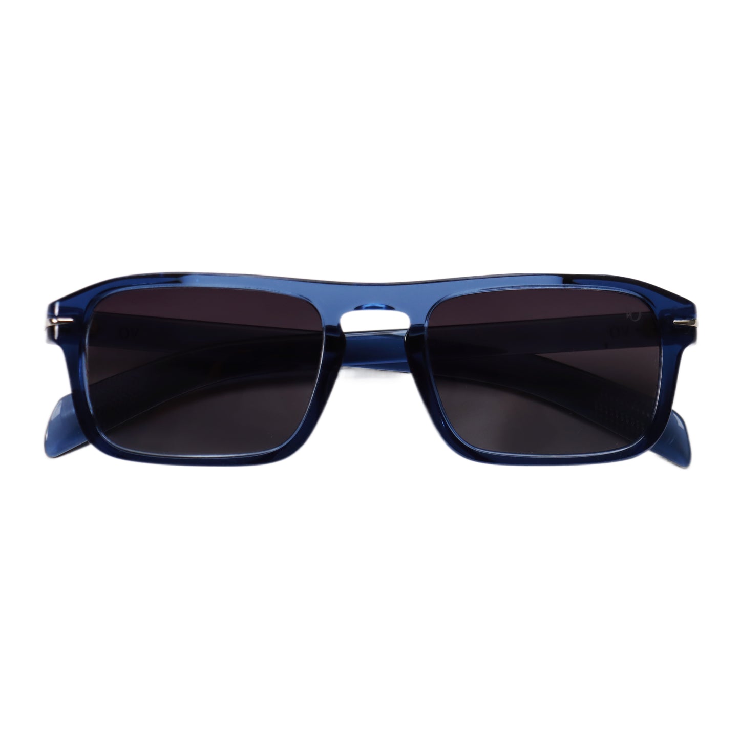 VO Rectangle Transparent Navy Blue Unisex Polarized Sunglasses