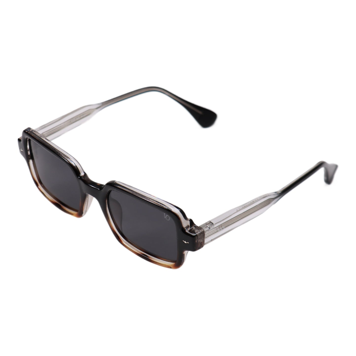 VO Rectangle Transparent Black Brown Full Rim Sunglasses