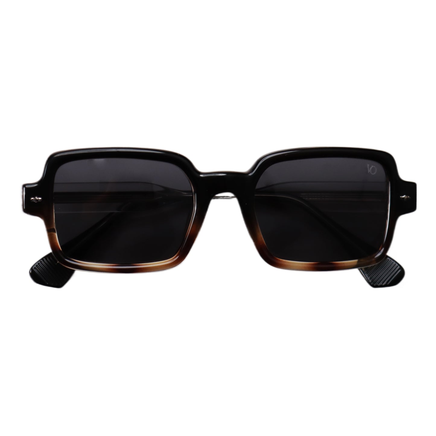 VO Rectangle Transparent Black Brown Full Rim Sunglasses