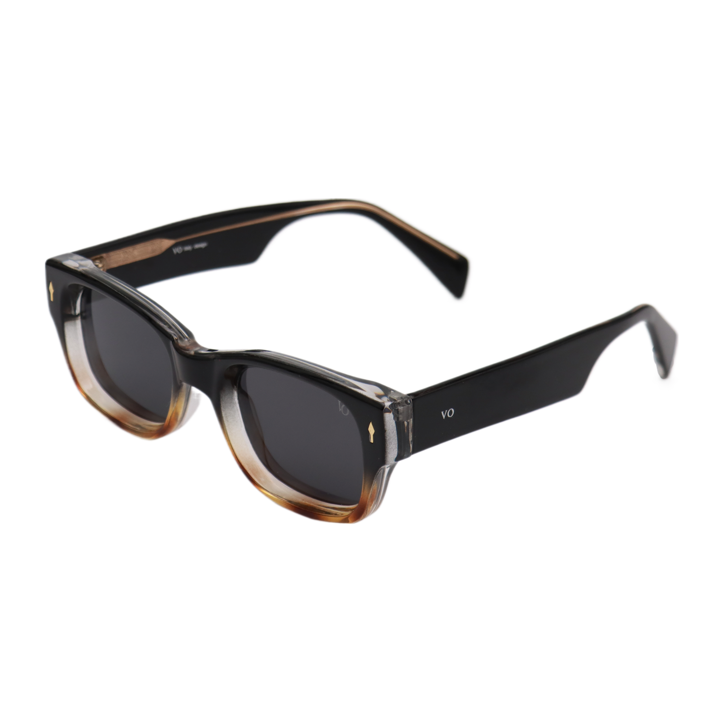 VO Rectangle Black Acetate Full Rim Polarized Sunglasses