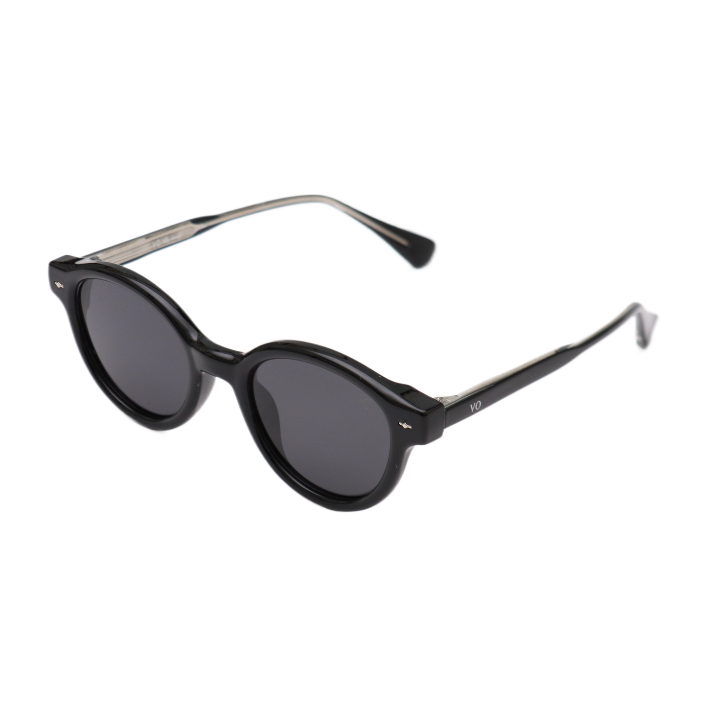 VO Round Classic Black Unisex Sunglasses