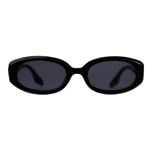 VO Oval Retro Matte Black Sunglasses