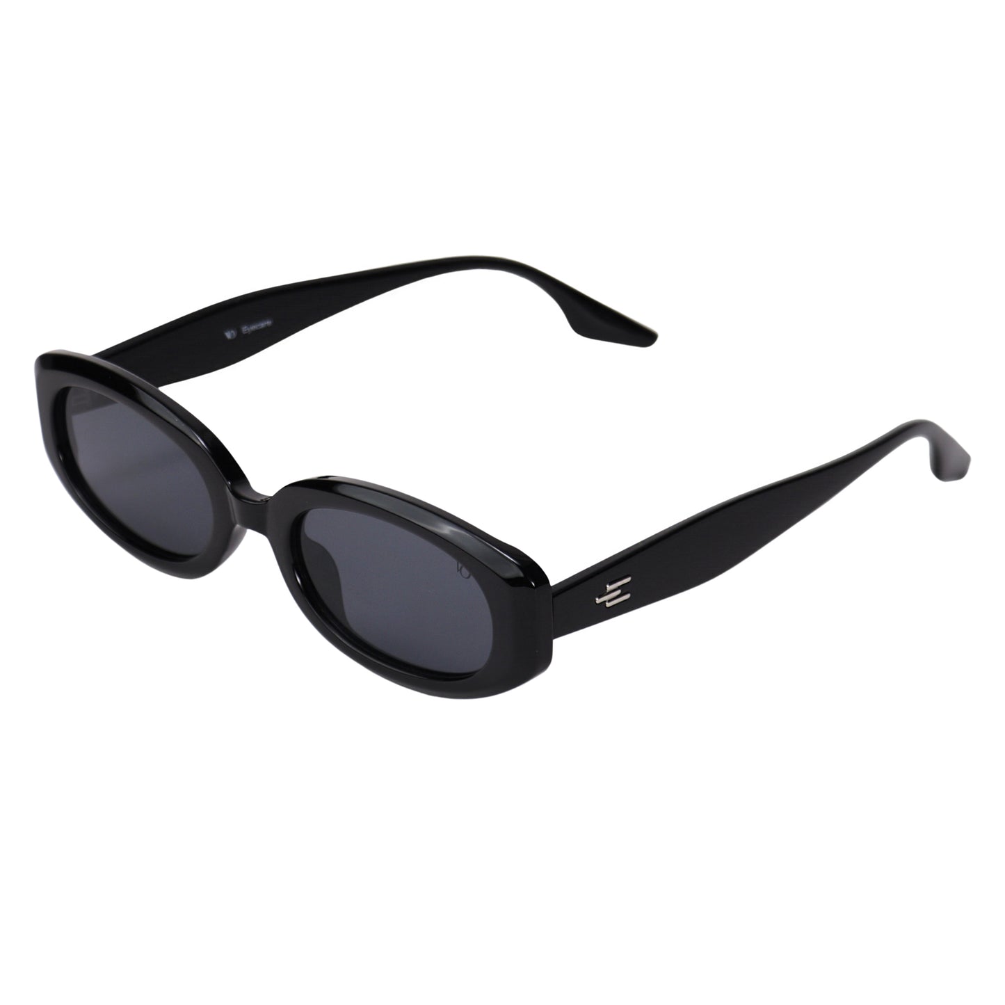 VO Oval Retro Matte Black Sunglasses