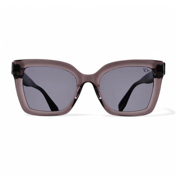 VO Oversized Square Black Sunglasses with glossy black frame and dark lenses.