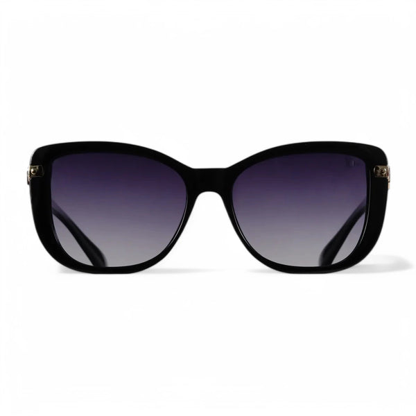 VO brand butterfly sunglasses with black frames and gradient tinted lenses.