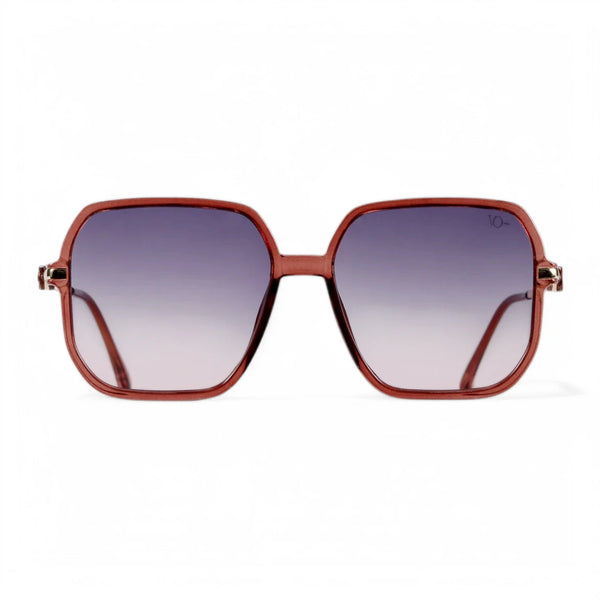 VO Butterfly Gradient Brown Sunglasses with oversized square frames, gradient brown lenses, and slim gold temples.