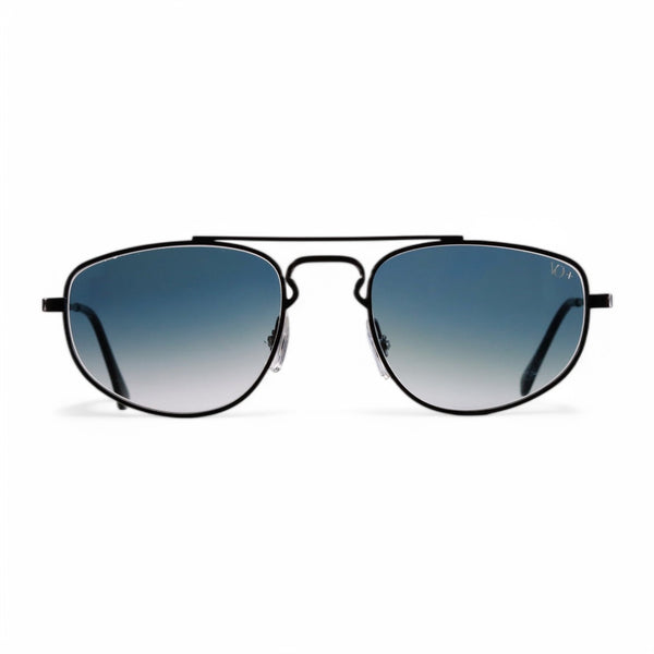 VO Eyecare blue gradient aviator sunglasses with sleek gunmetal frame